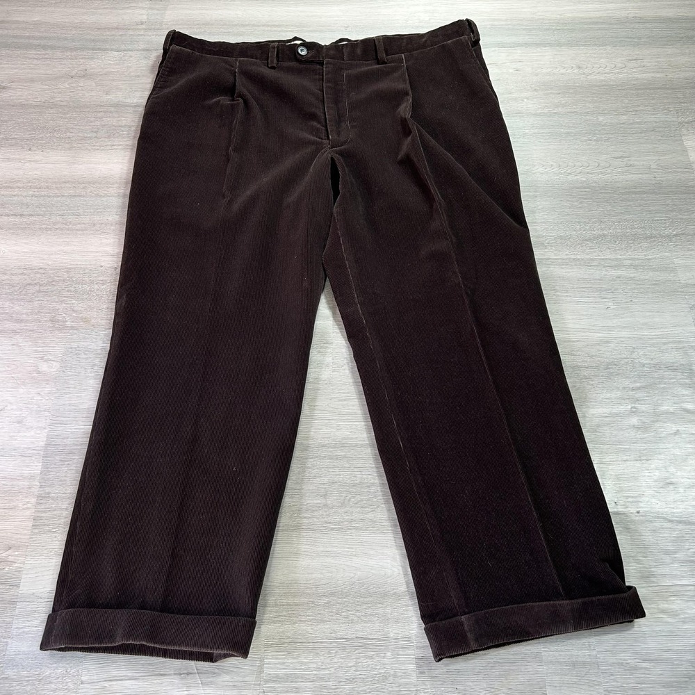 Ermenegildo Zegna Pants Mens 40x26 Brown Corduroy Su Misura Relaxed Dress Slacks